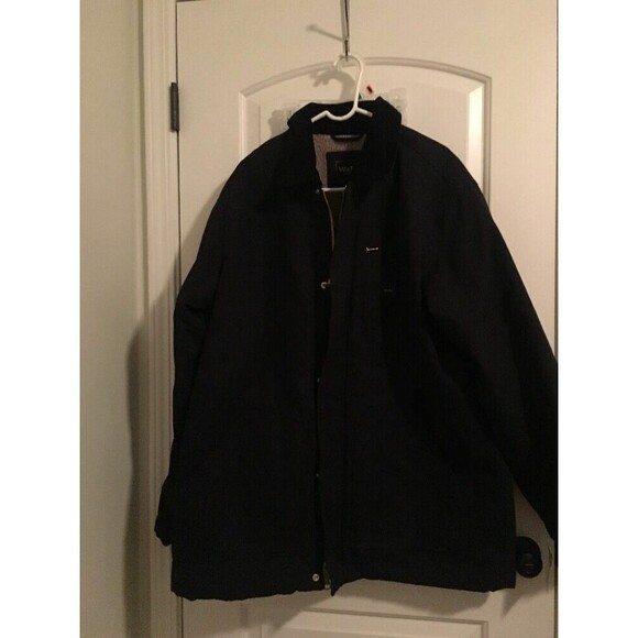 Walls Workwear Men's Duck Canvas Jacket Coat Zip Snap Size XL Black - Picture 1 of 6